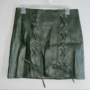 Green Leather Skirt